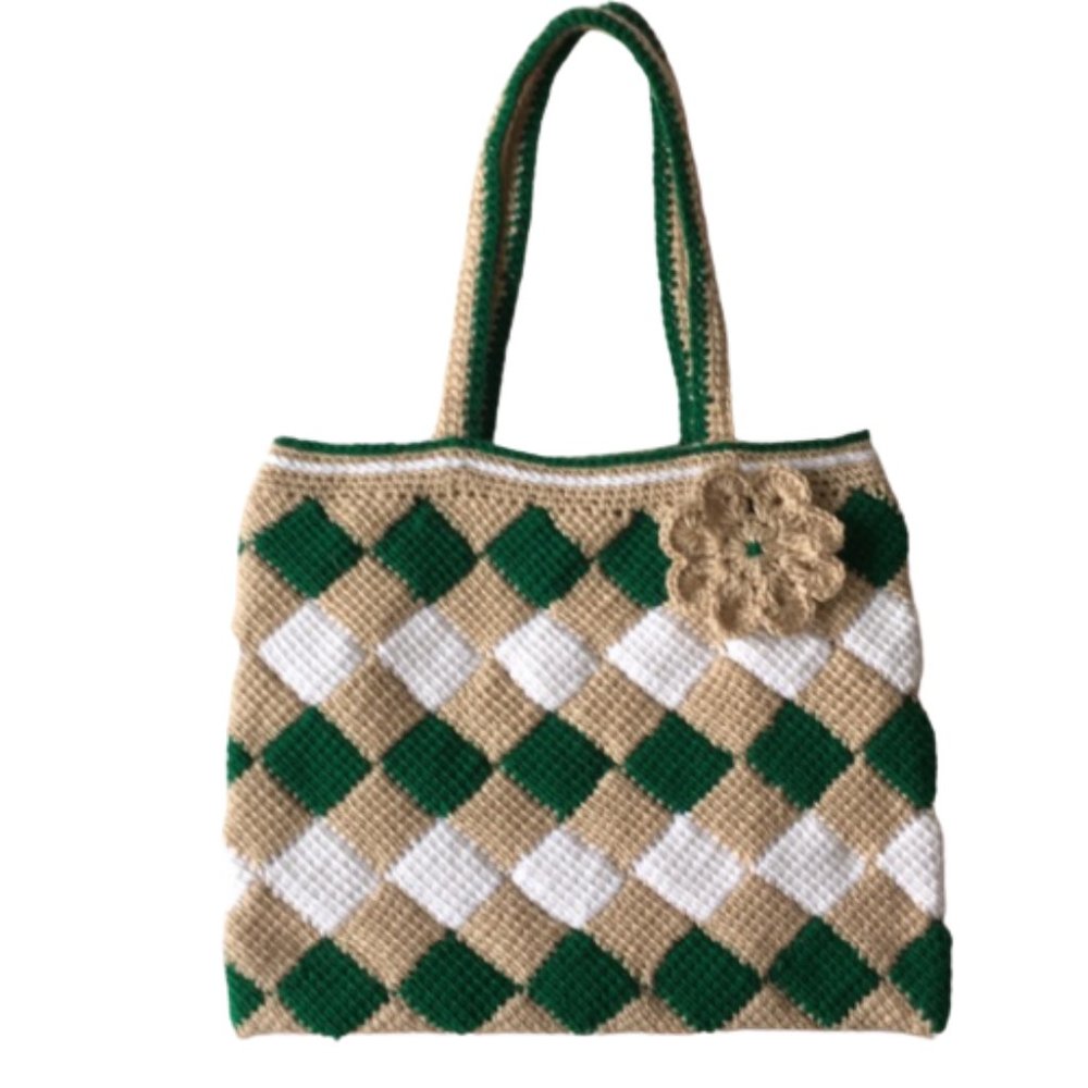 Tunisian knitted Bag Handmade, Shoulder Women Bag.